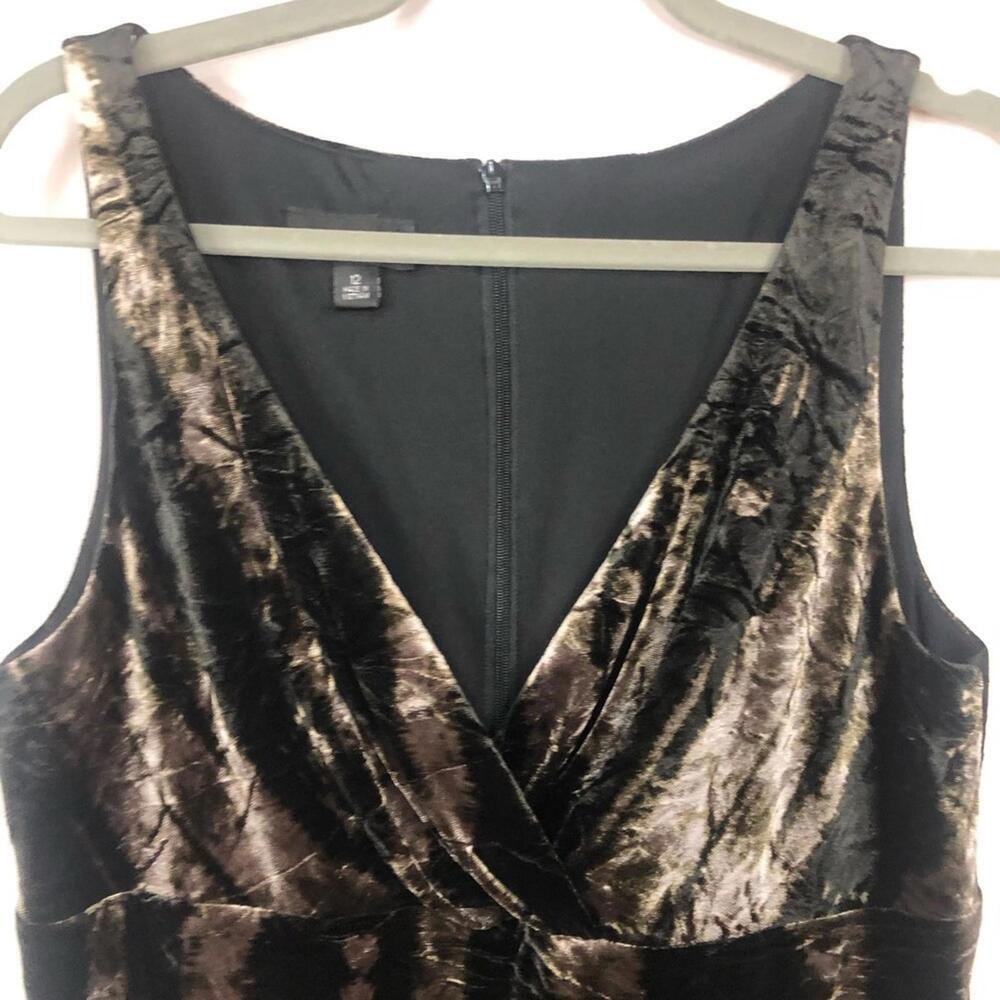 AB Studios Velour Party Dress V Neck Sleeveless Muted Stripe - Picture 3 of 9